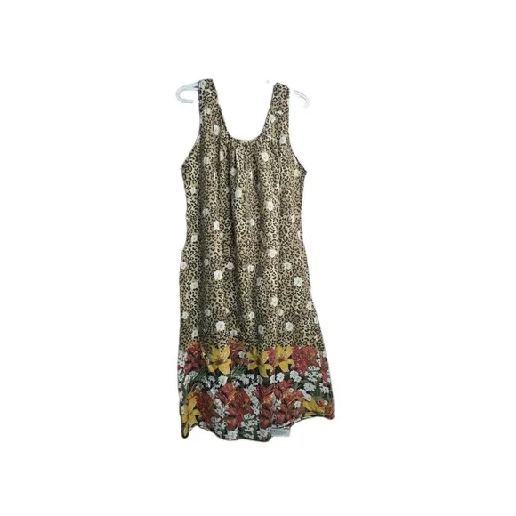 Anthony Richards Cotton House Dress Cheetah/ Floral Print  Sleeveless Mumu 2X - Picture 2 of 9